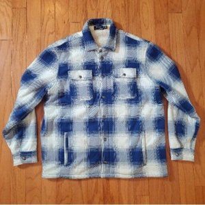 Polo Ralph Lauren Men’s XL Plaid Fleece Jacket Blue/Cream